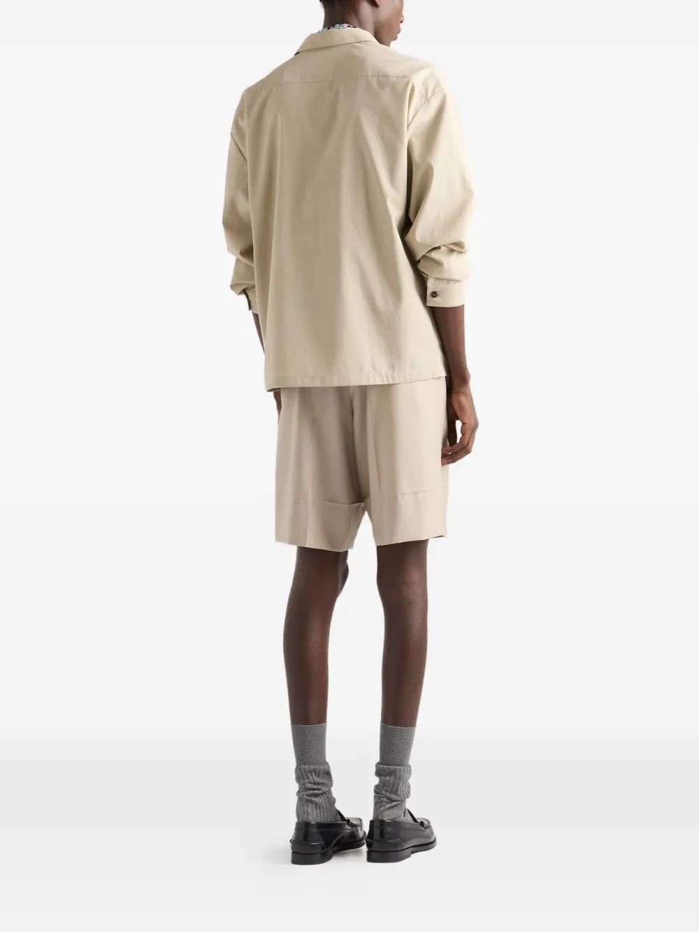  Prada Zip Chest-pocket Overshirt - Neutrals 