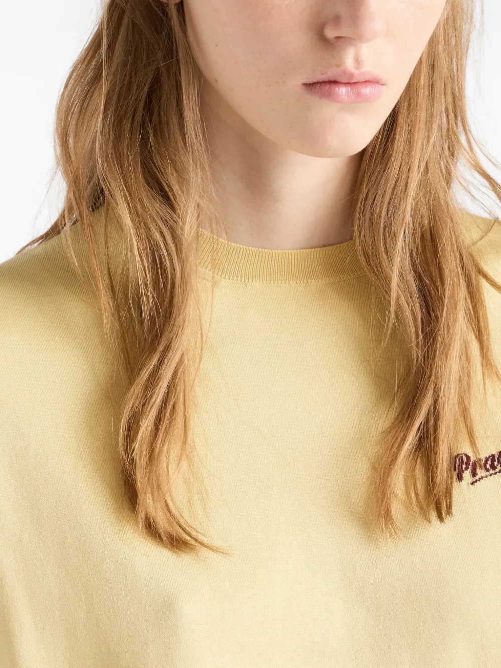 Prada Zijden trui met ronde hals Geel