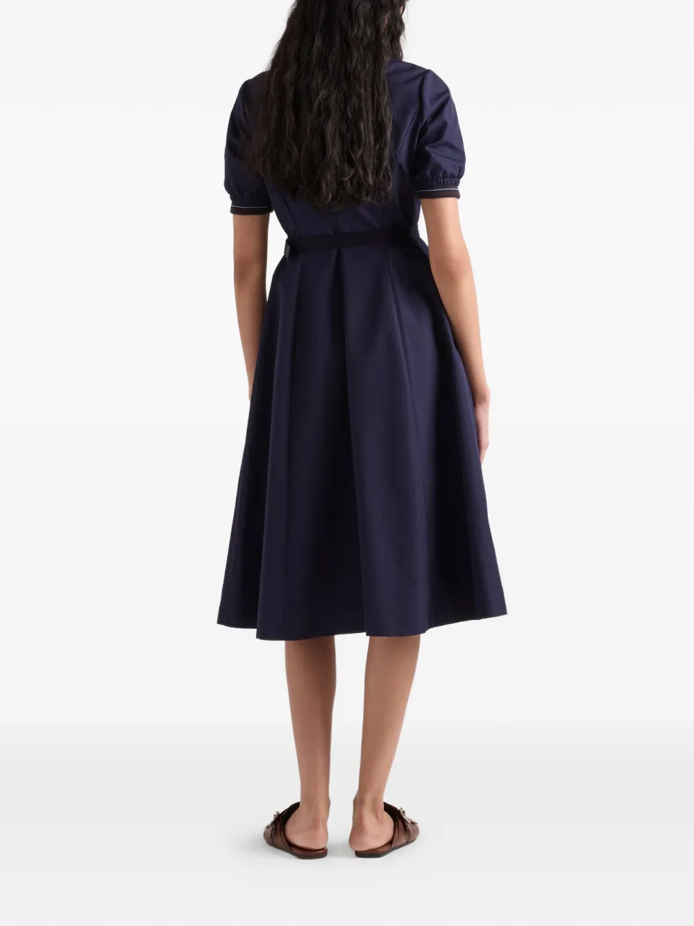 Prada Midi-jurk met ritssluiting en ceintuur Blauw