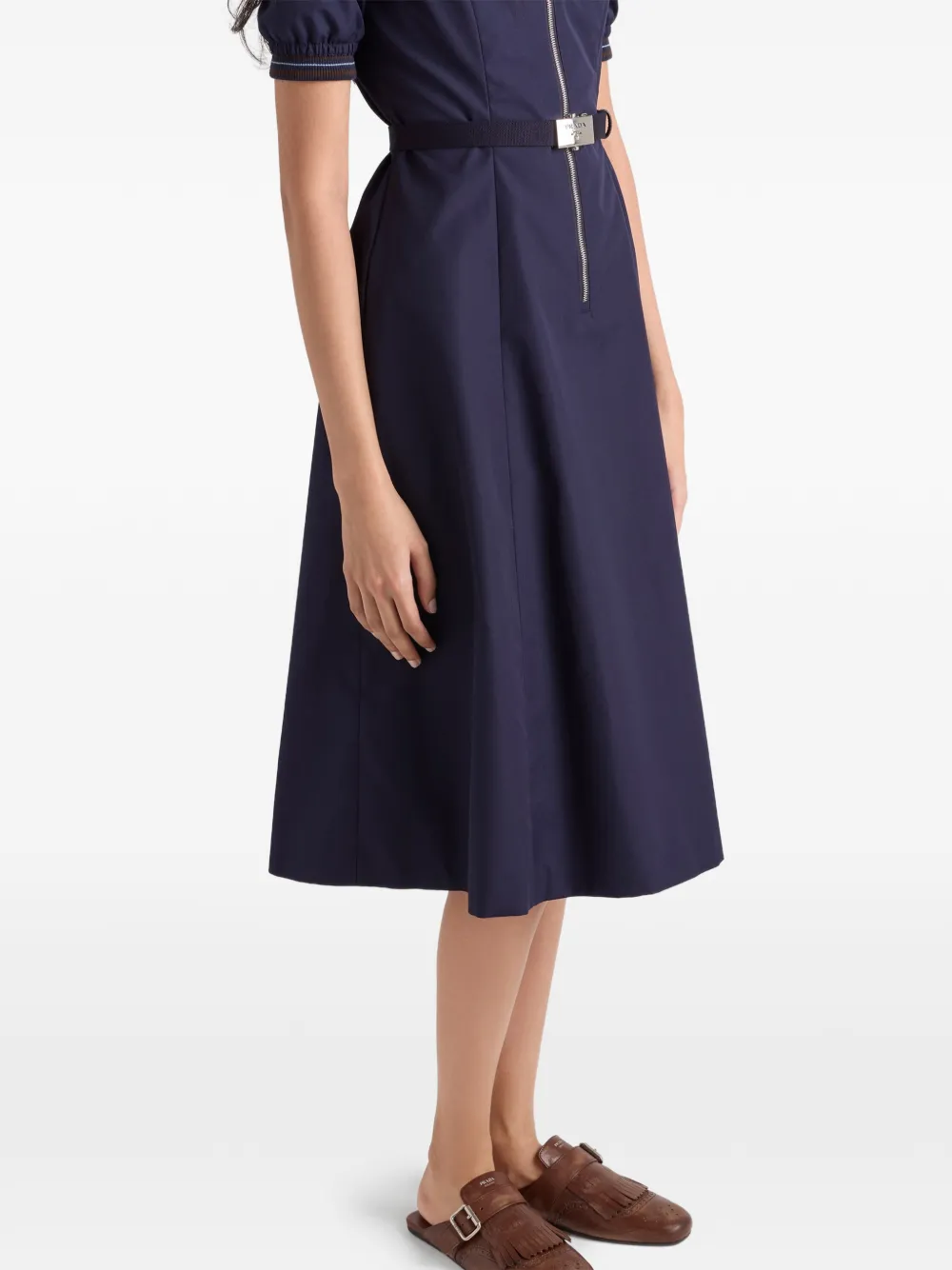 Prada Midi-jurk met ritssluiting en ceintuur Blauw