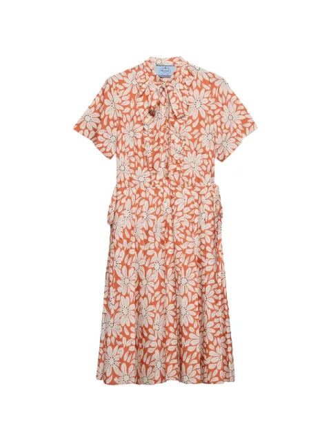 Prada 프린트 플리츠 폰지 드레스