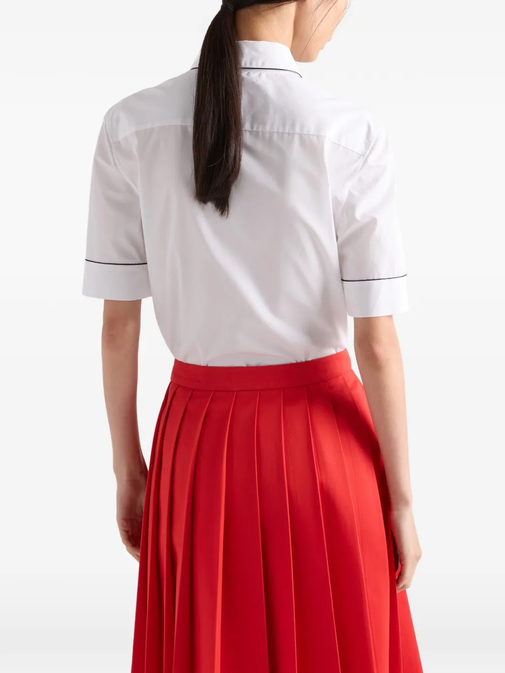 Prada Popeline shirt met korte mouwen Wit