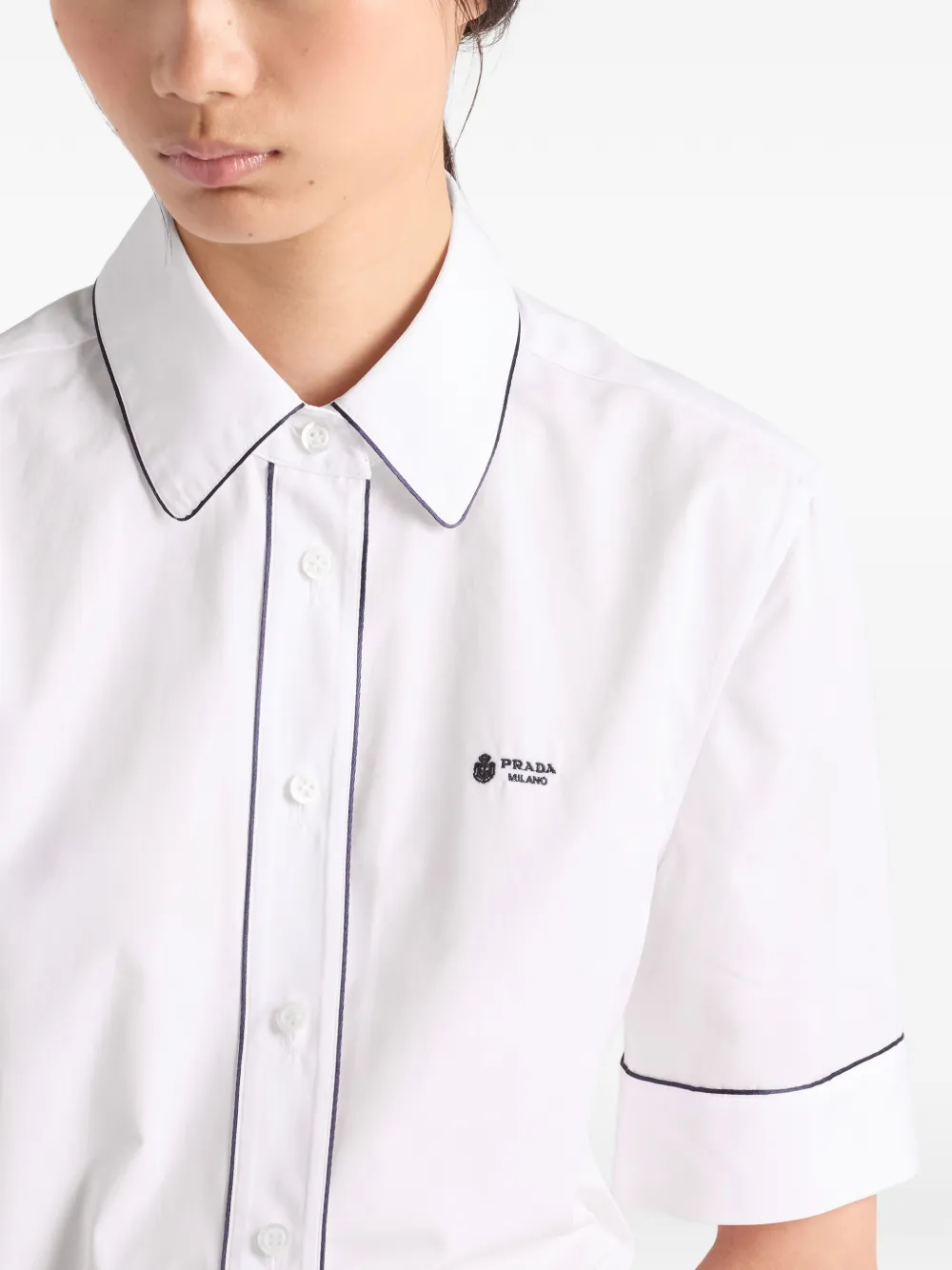トップス PRADA poplin dress shirt Prada short-sleeved Poplin Shirt | White | FARFETCH ZA