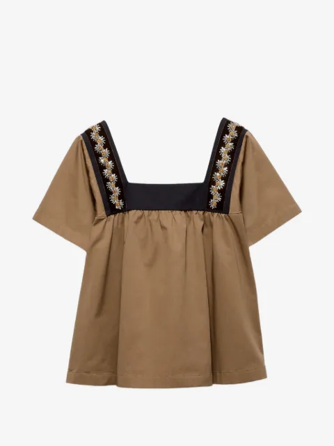 Prada top de gabardina bordado