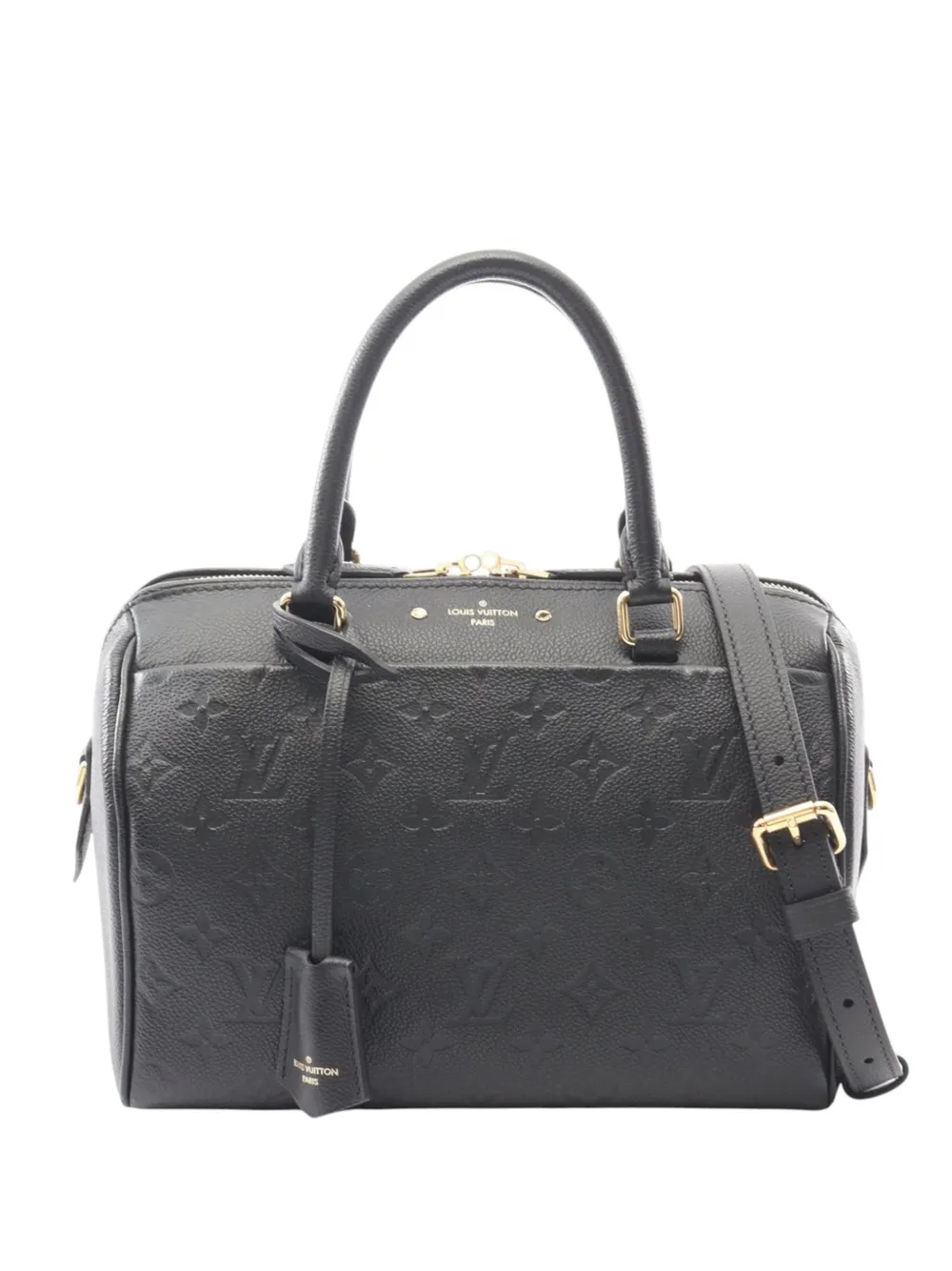 Louis Vuitton Pre-Owned 2018 LOUIS VUITTON Speedy Bandouliere 25 NM M42401 Monogram empreinte leather Black Black Used Women handbag - Nero