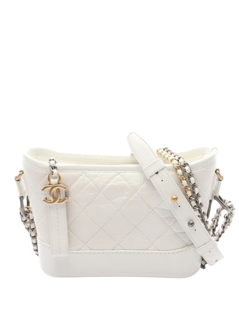 CHANEL Pre-Owned 2019 Small Lambskin Gabrielle crossbody bag - Bianco