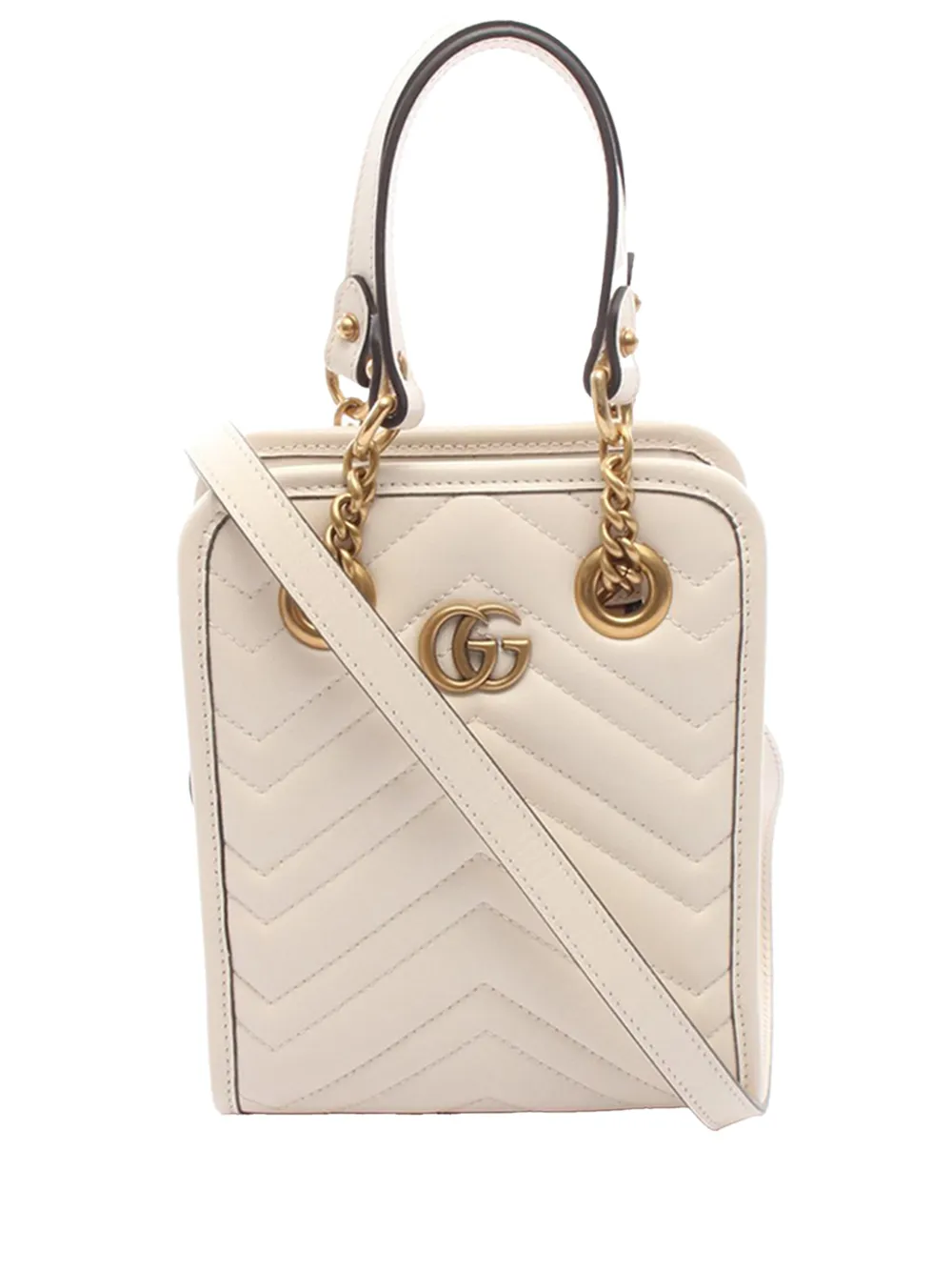 Gucci Pre-Owned 2016-2026 Mini GG Marmont Calfskin Matelasse Tote satchel - Bianco