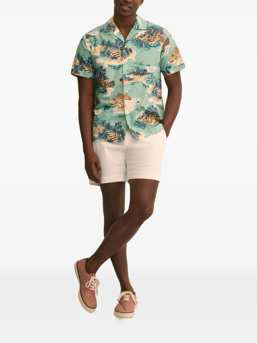 Brooks Brothers Katoenen sweater met Island-print Groen