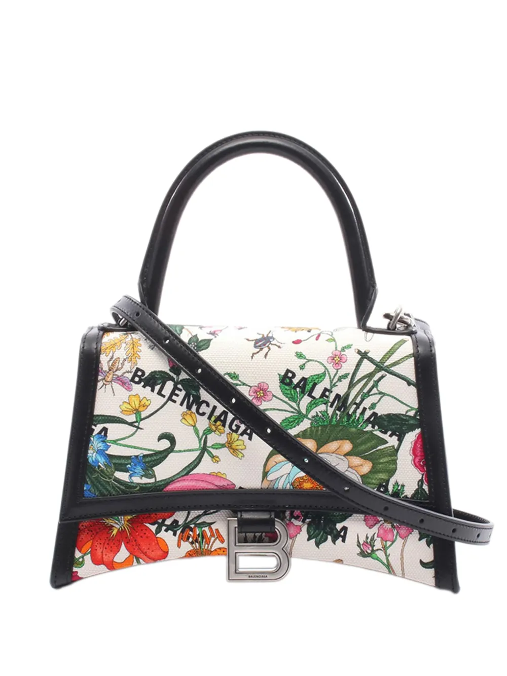 Gucci Pre-Owned 2010-2026 x Balenciaga Small The Hacker Project Flora Hourglass Handle Bag satchel - Bianco