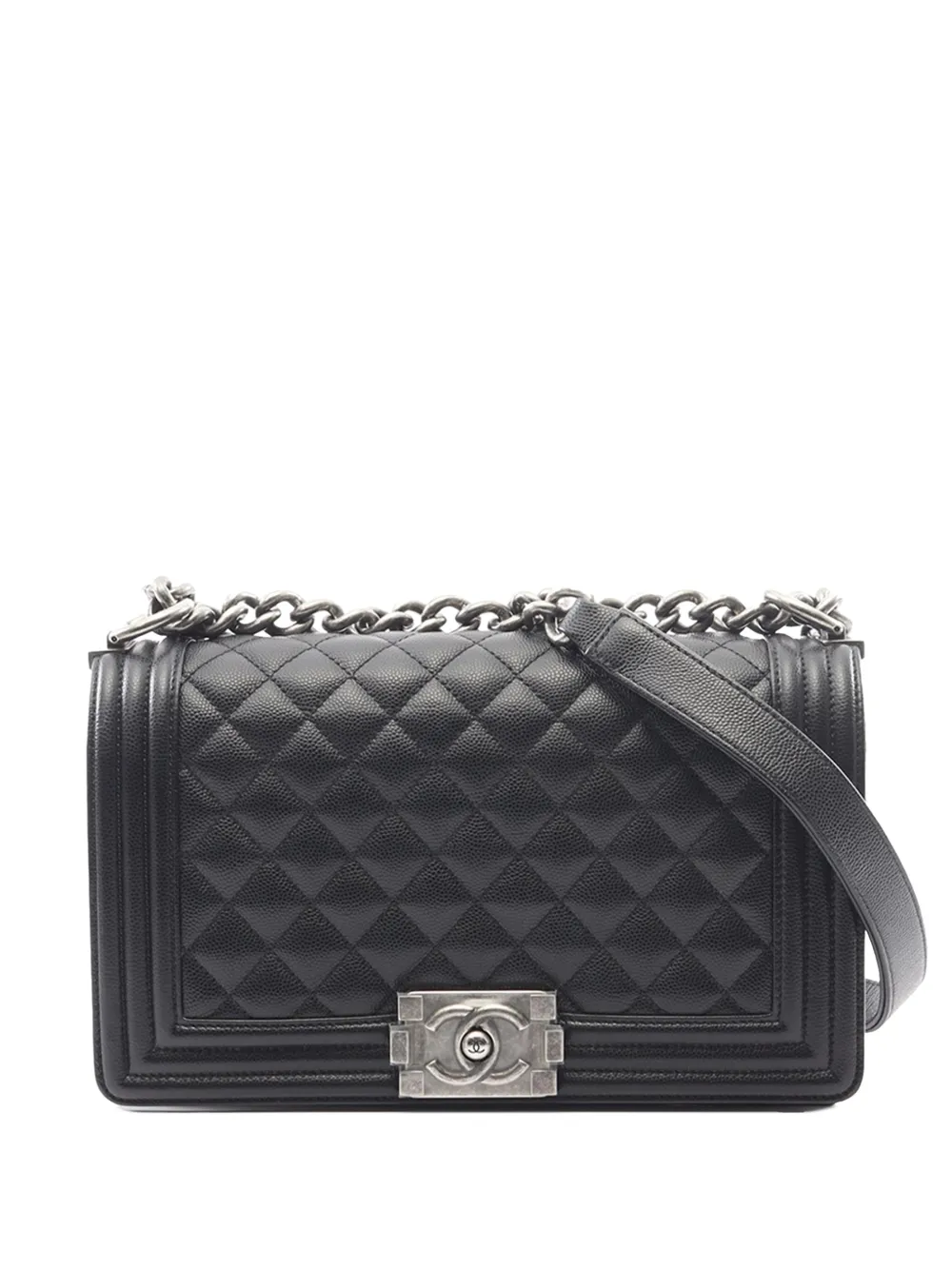 CHANEL Pre-Owned 2021-2026 Old Medium Quilted Lambskin Boy Flap crossbody bag - Nero