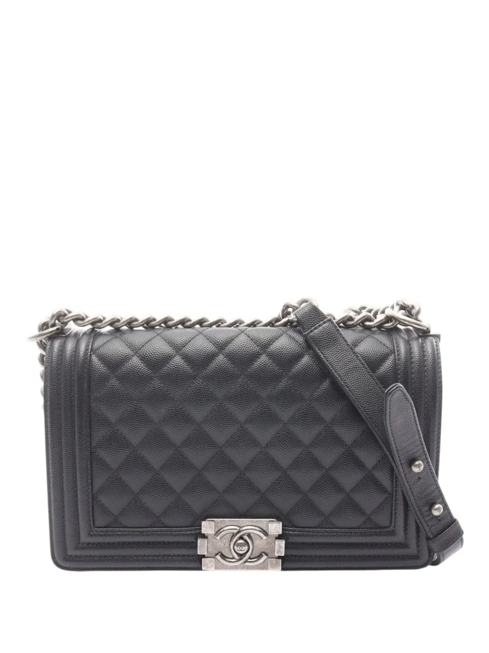 CHANEL Pre-Owned 2021-2026 Old Medium Quilted Caviar Boy Flap crossbody bag - Nero