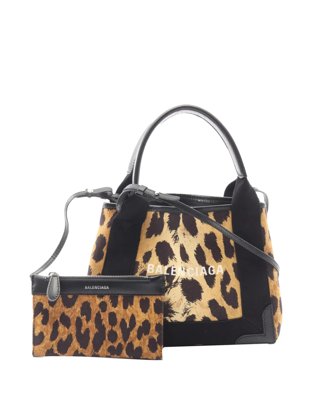 Balenciaga Pre-Owned 2010-2026 Leopard Canvas Navy Cabas XS satchel - Marrone