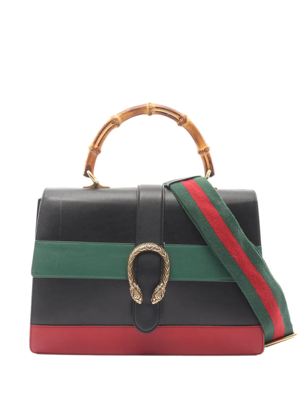 Gucci Pre-Owned 2016-2026 Large Leather Bamboo Dionysus Web satchel - Nero