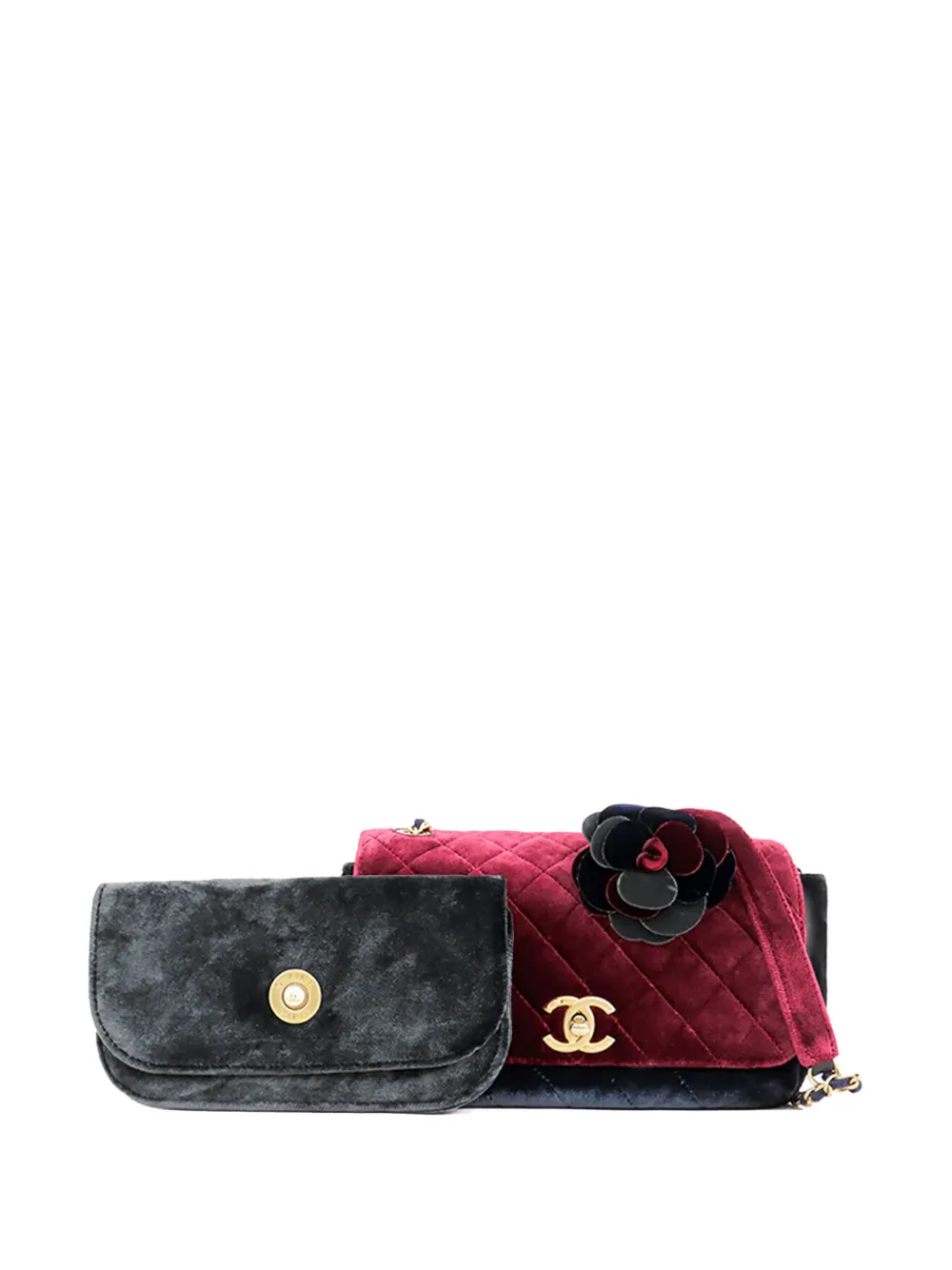 CHANEL Pre-Owned 2017-2018 Medium Quilted Velvet Private Affair Camellia Flap crossbody bag - Rosso