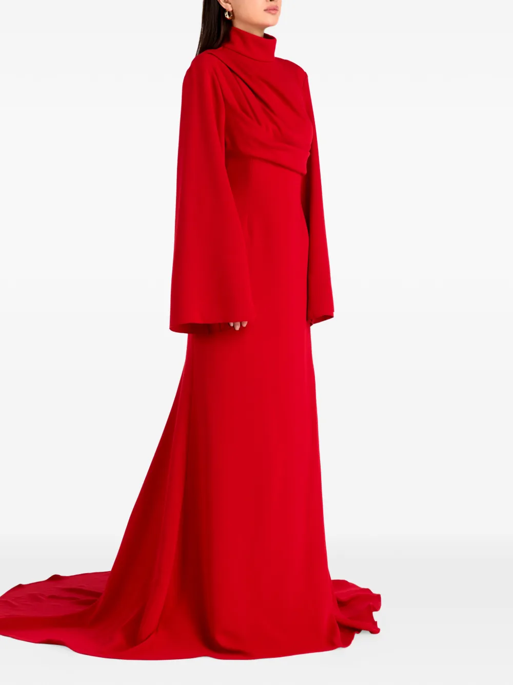 Solace London Maxi-jurk met gedrapeerd lijfje en lange mouwen Rood