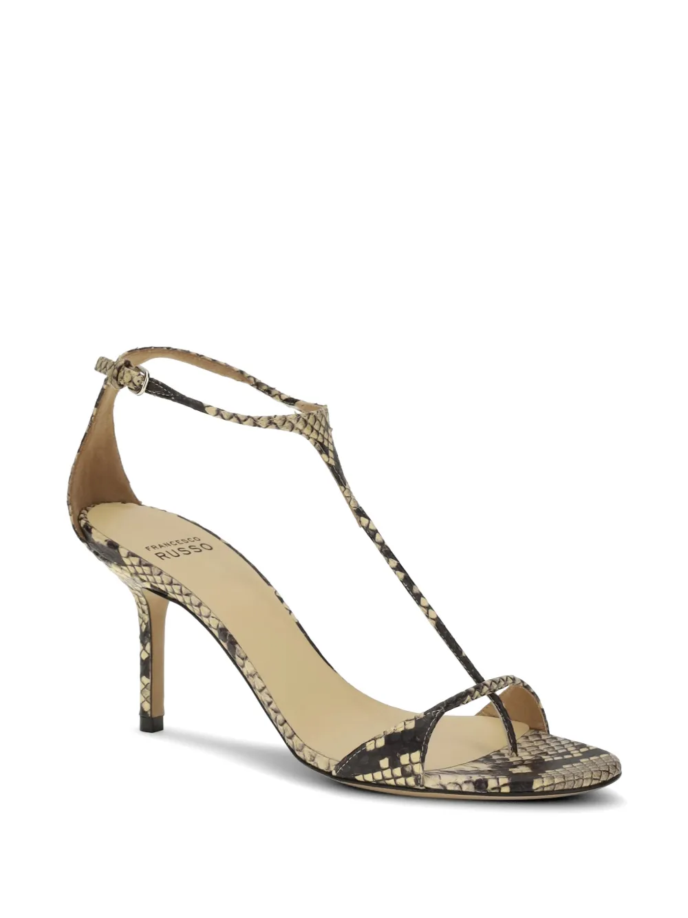Francesco Russo T-strap patterned sandals Beige