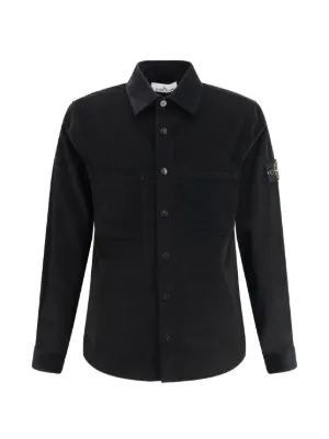 Stone Island flap-pocket logo-patch Shirt | Grey | FARFETCH JO