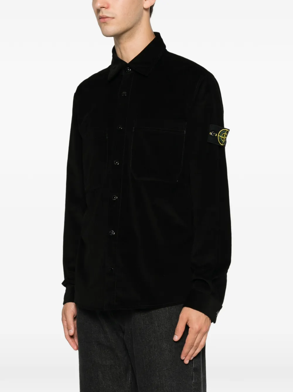 Stone Island Shirtjack met opgestikte zakken Zwart