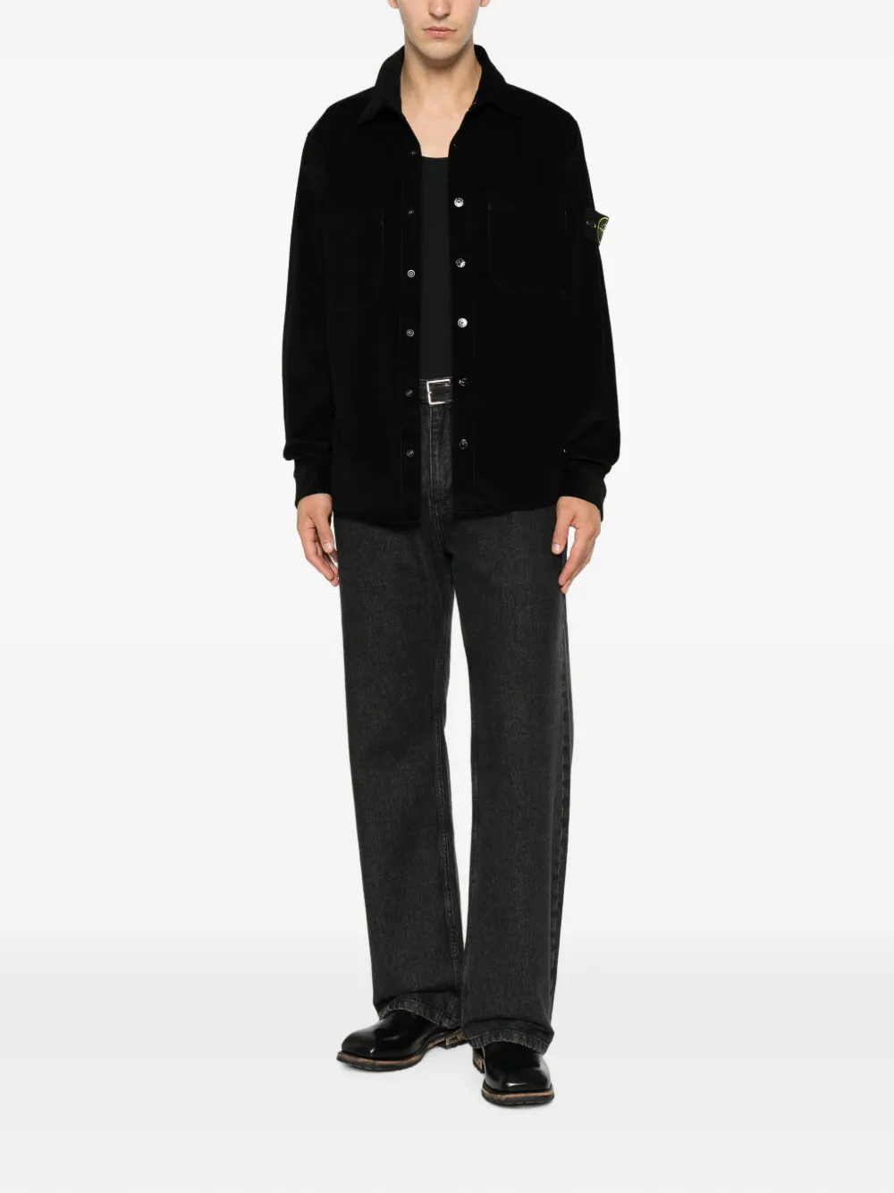 Stone Island Shirtjack met opgestikte zakken Zwart