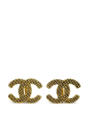 CHANEL Pre-Owned ココマーク カメリア ピアス | ゴールドトーン