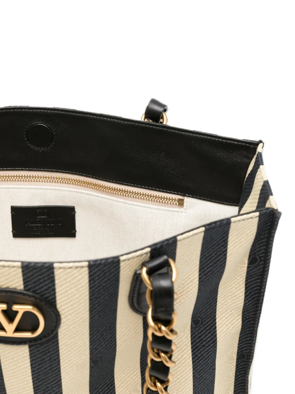 Valentino Garavani VLogo Signature gestreepte schoudertas Zwart