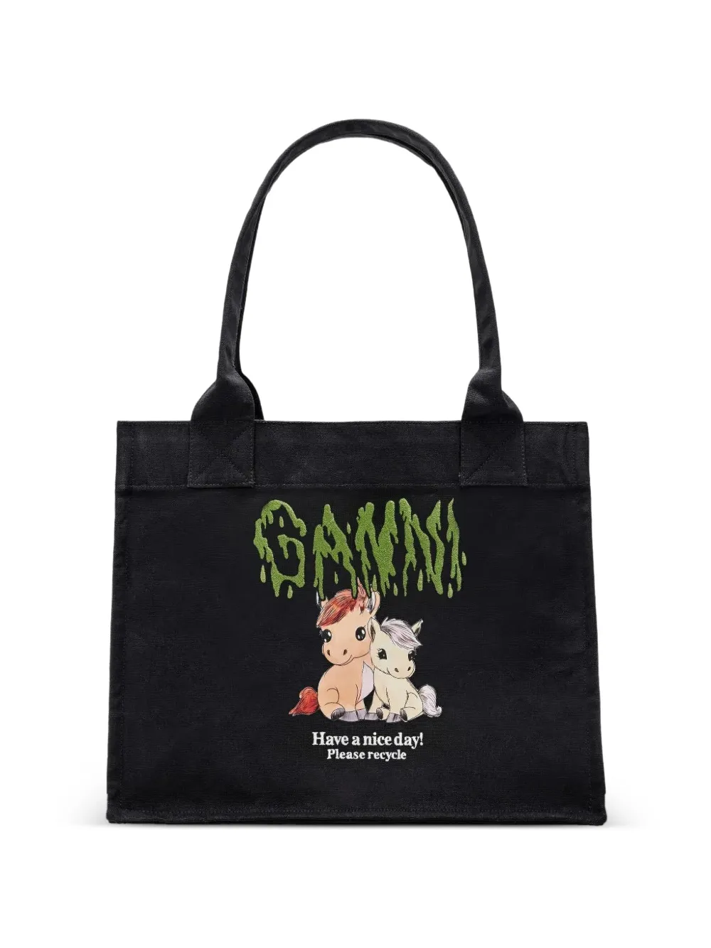 GANNI pony print shopper - Nero