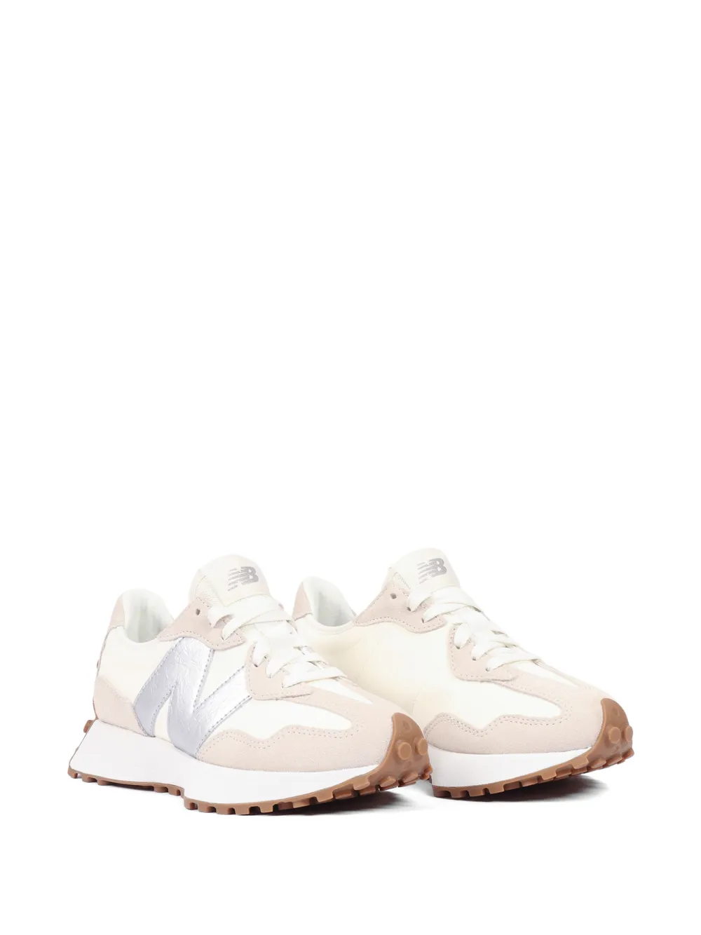 New Balance 327 metallic leren sneakers Beige