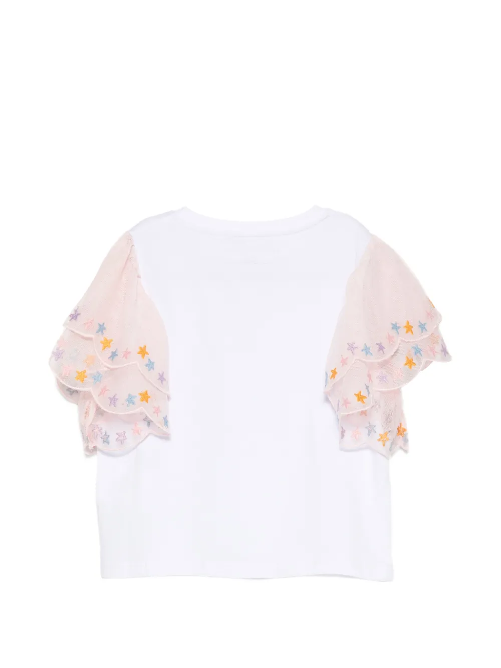Stella McCartney Kids T-shirt met ronde hals en ruches Wit