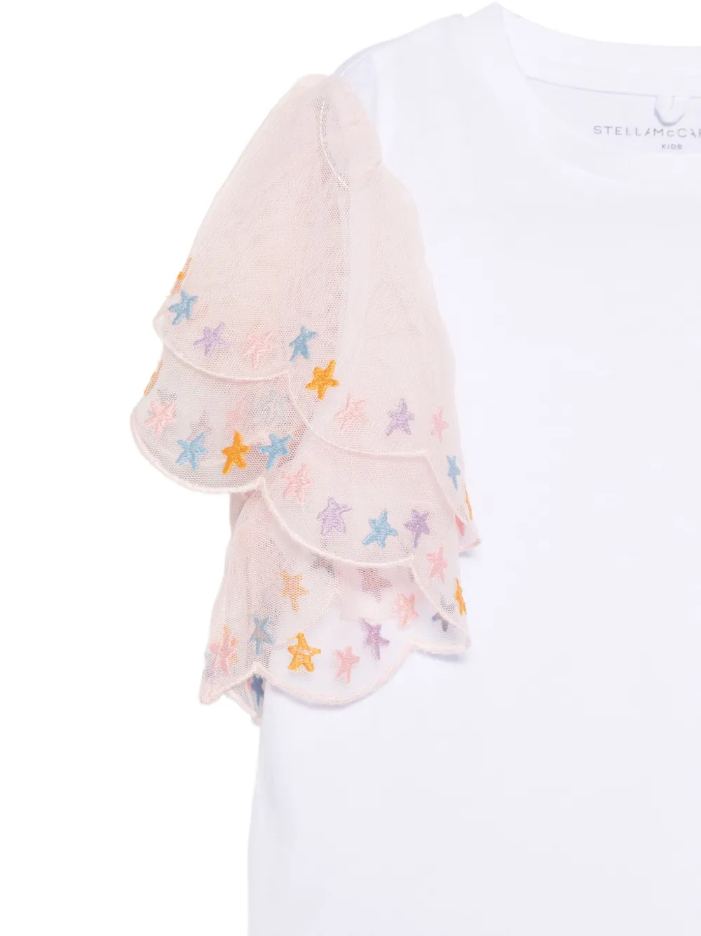 Stella McCartney Kids T-shirt met ronde hals en ruches Wit