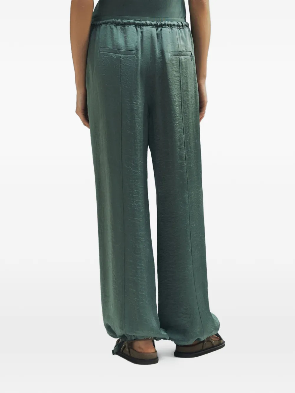  Marella Crinkle Twill Drawstring Trousers - Green 
