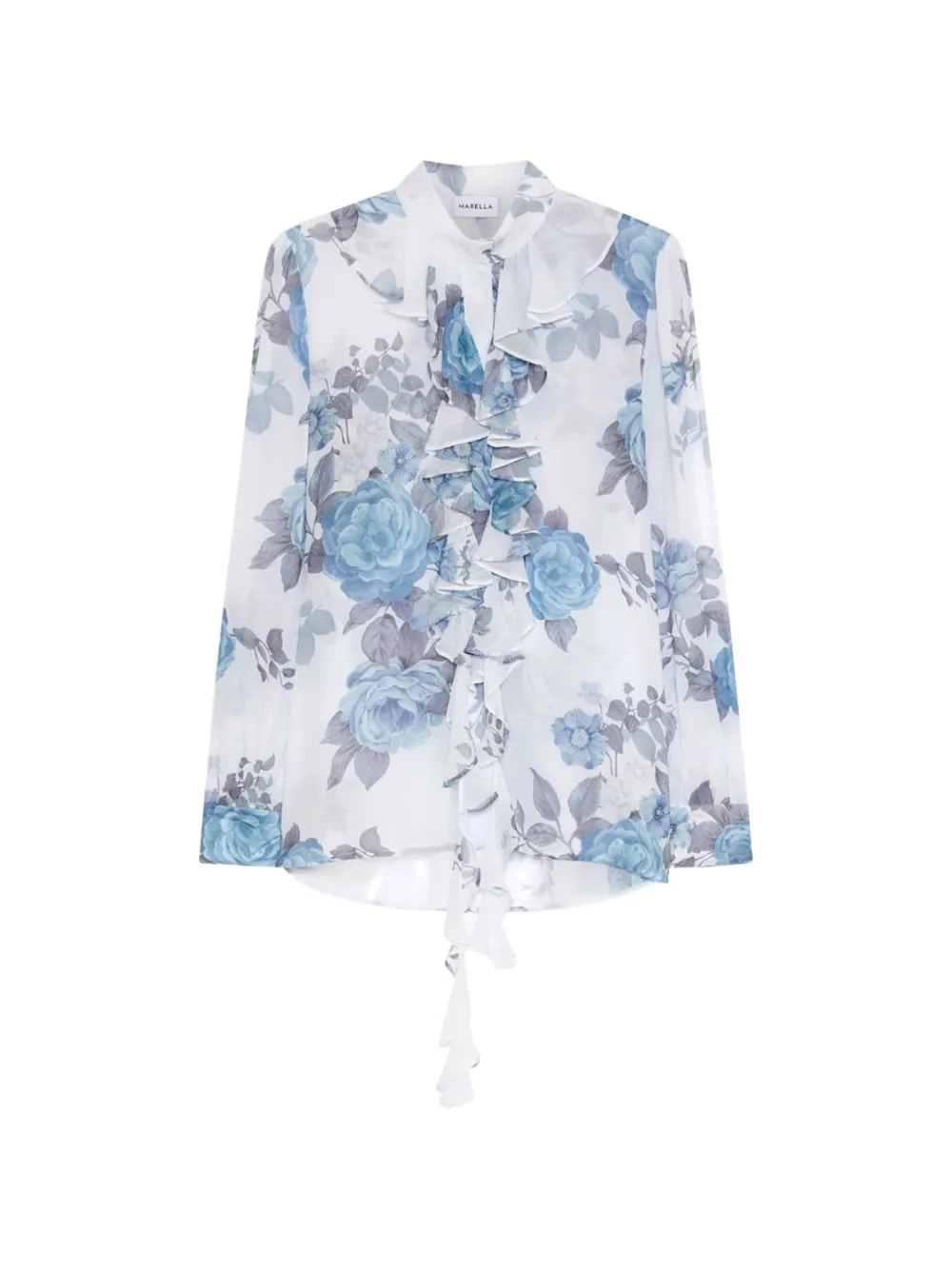 Marella ruffled floral blouse - Bianco
