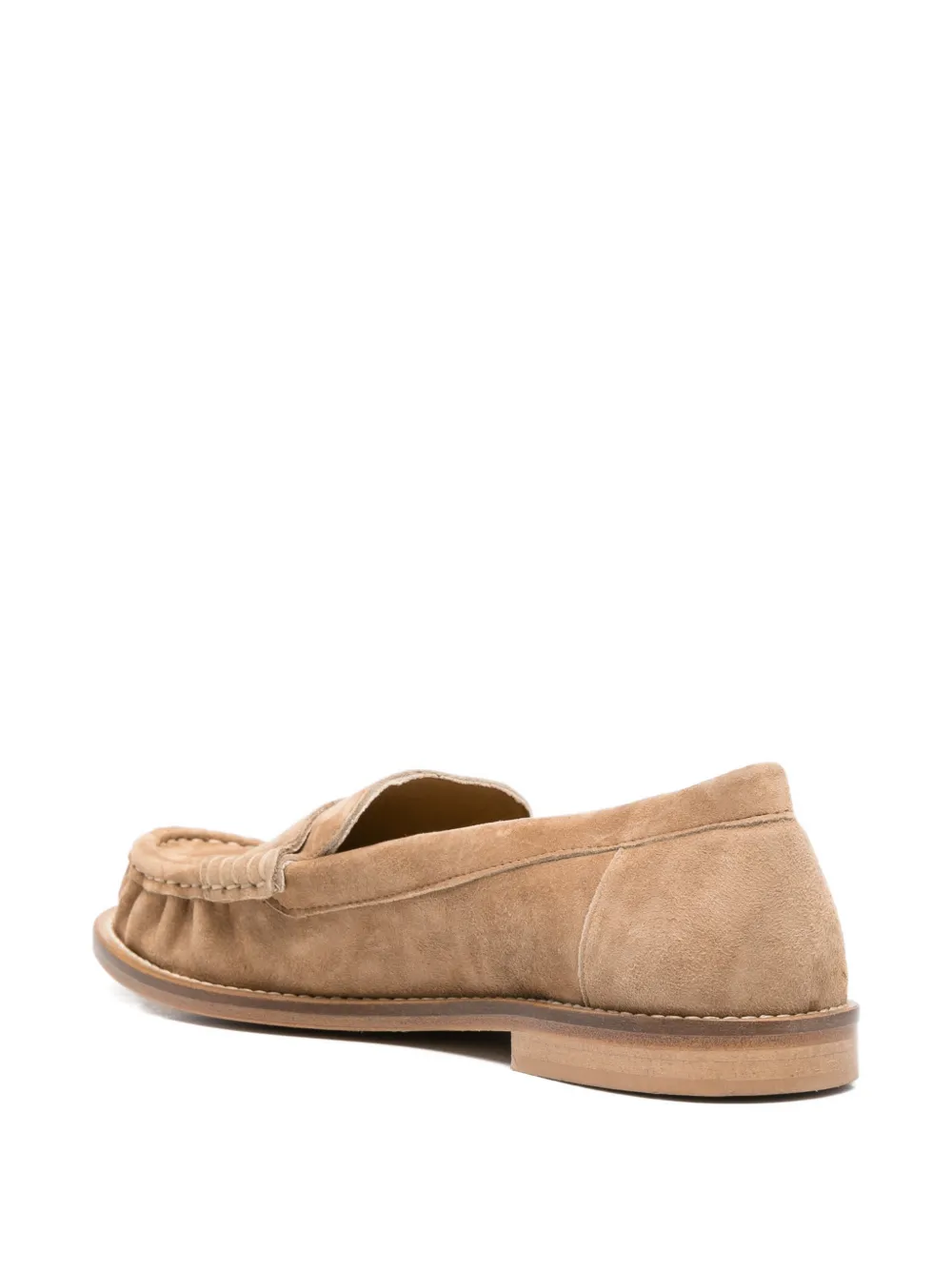 Julie Dee penny-strap suede loafers Beige
