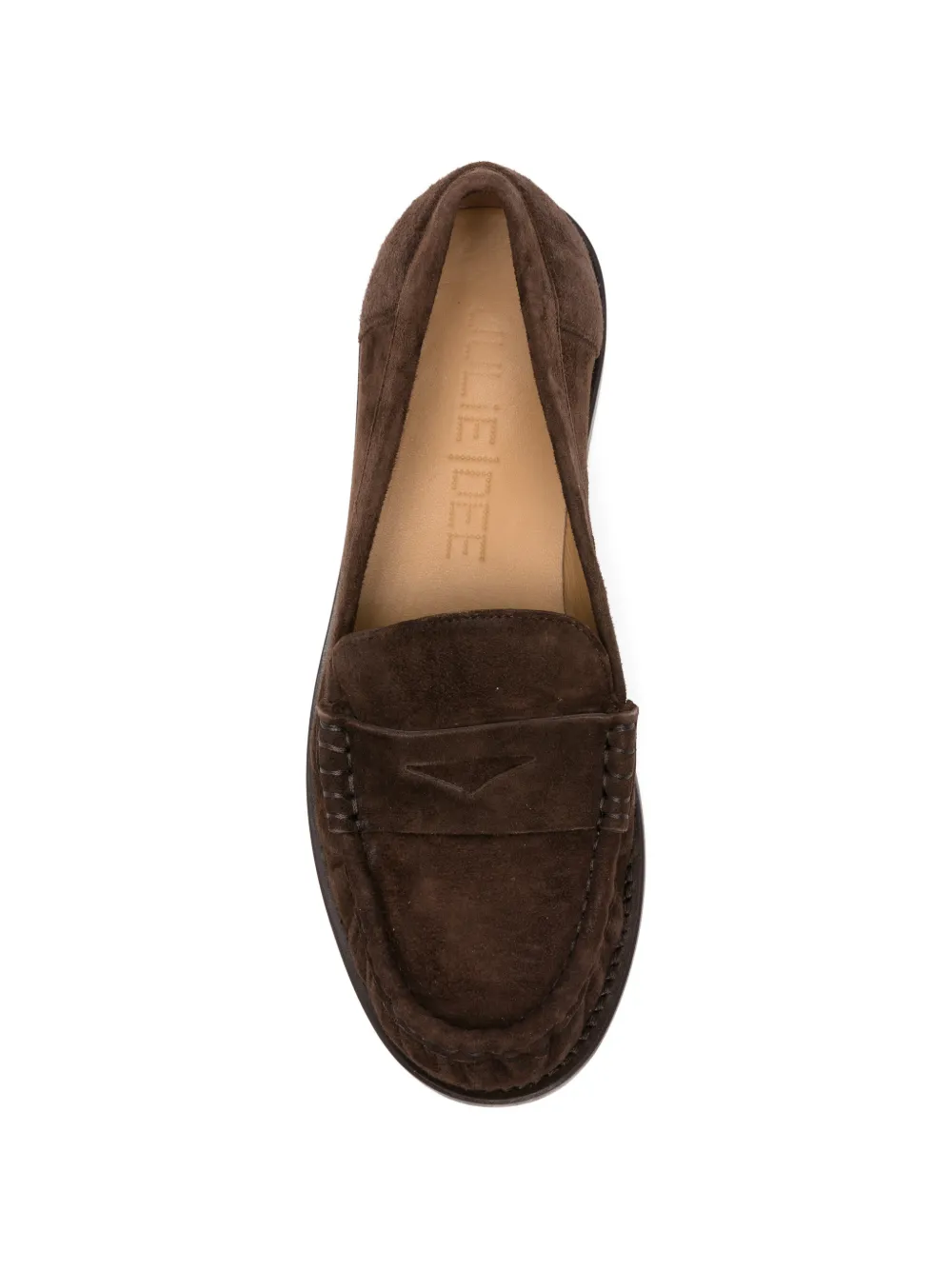 Julie Dee penny-strap suede loafers Bruin