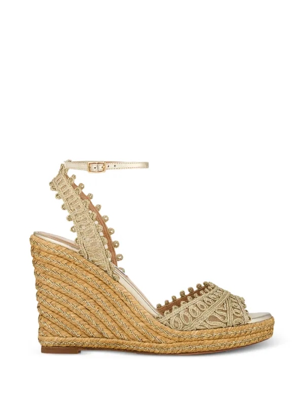 Aquazzura Rope Trim Wedges in Gold