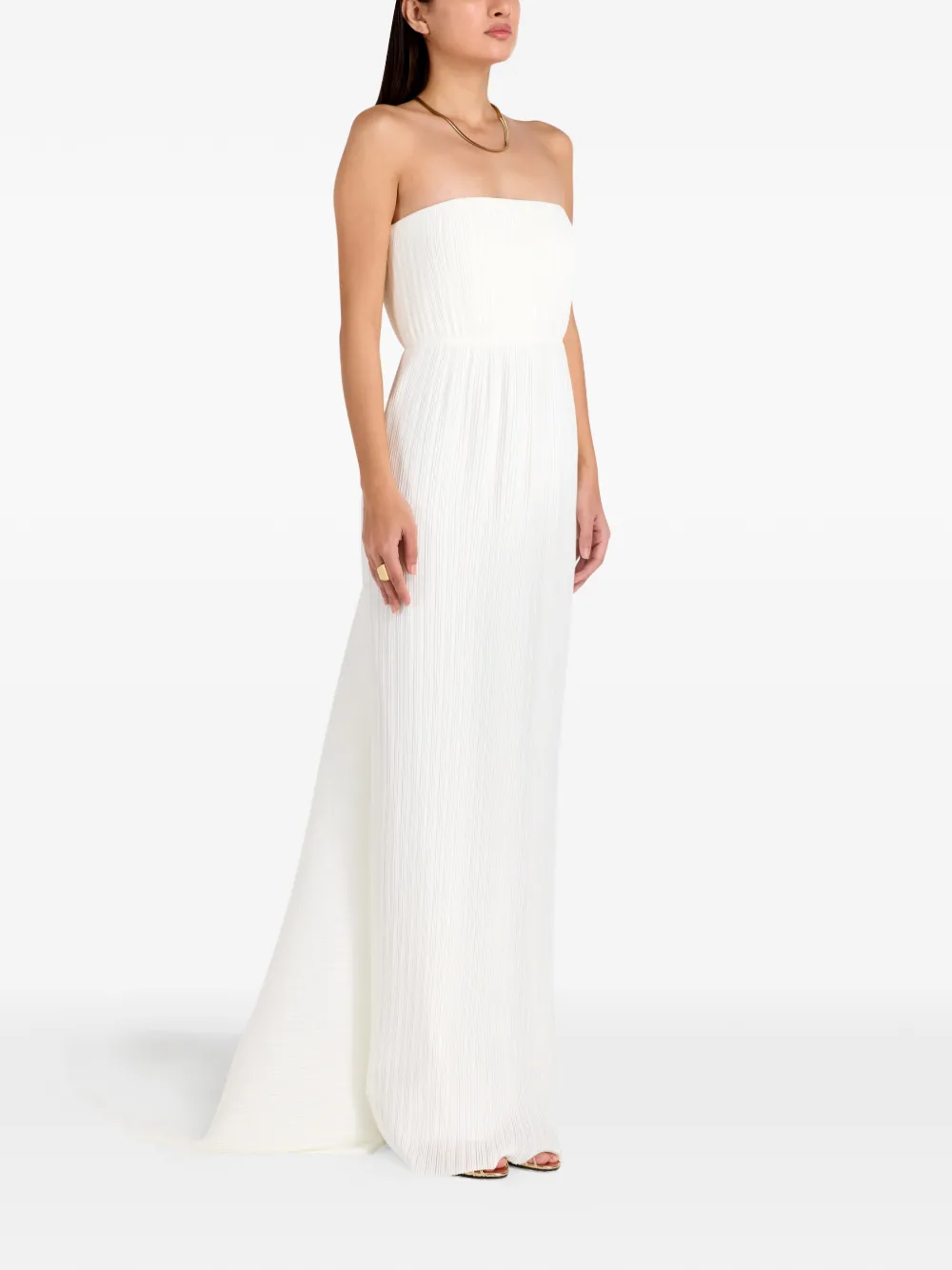 Solace London Strapless maxi-jurk met plissé effect Wit