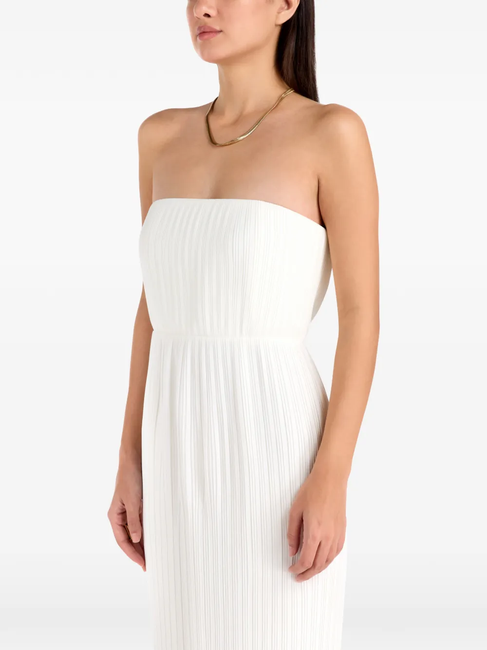 Solace London Strapless maxi-jurk met plissé effect Wit