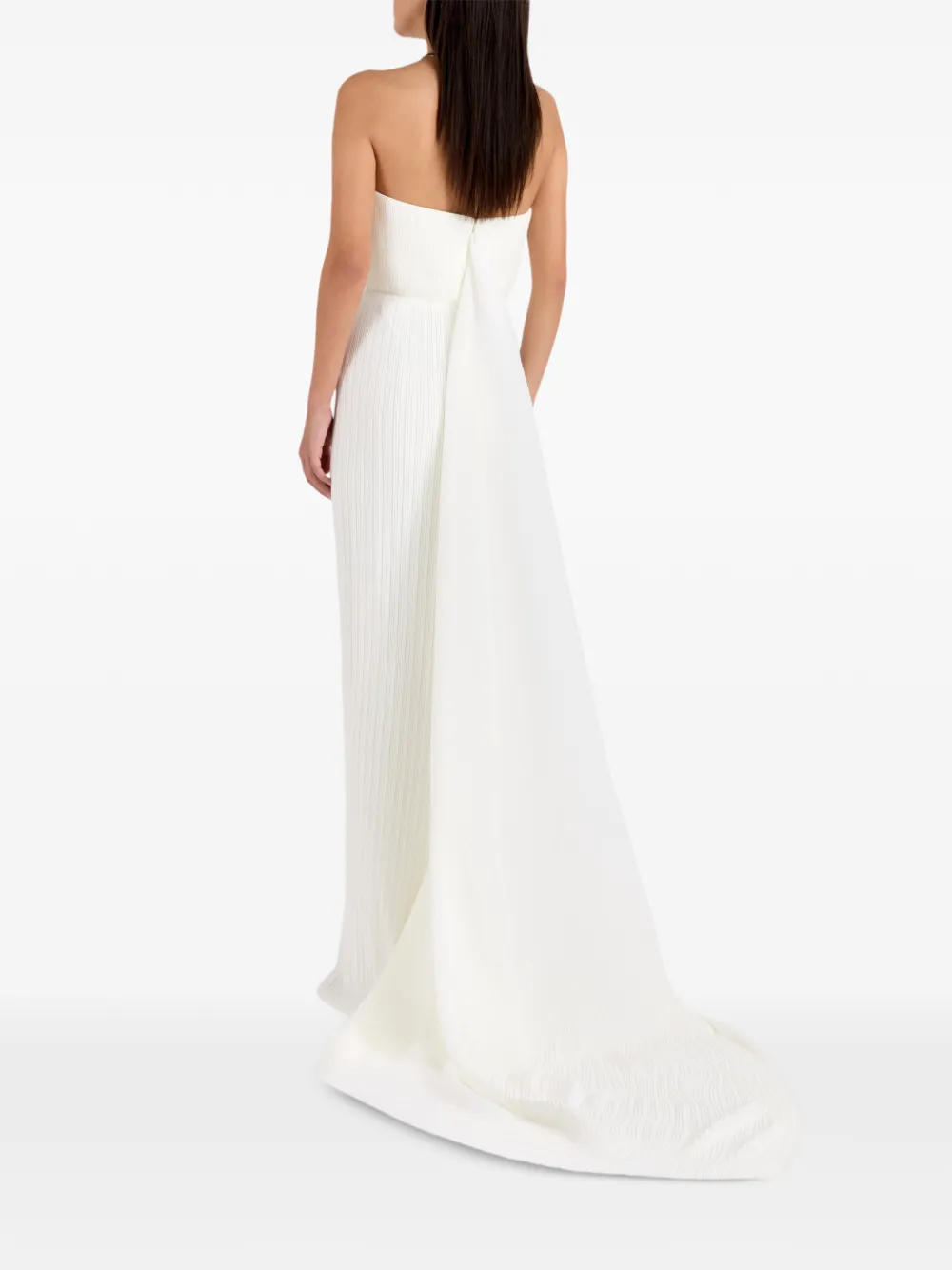 Solace London Strapless maxi-jurk met plissé effect Wit