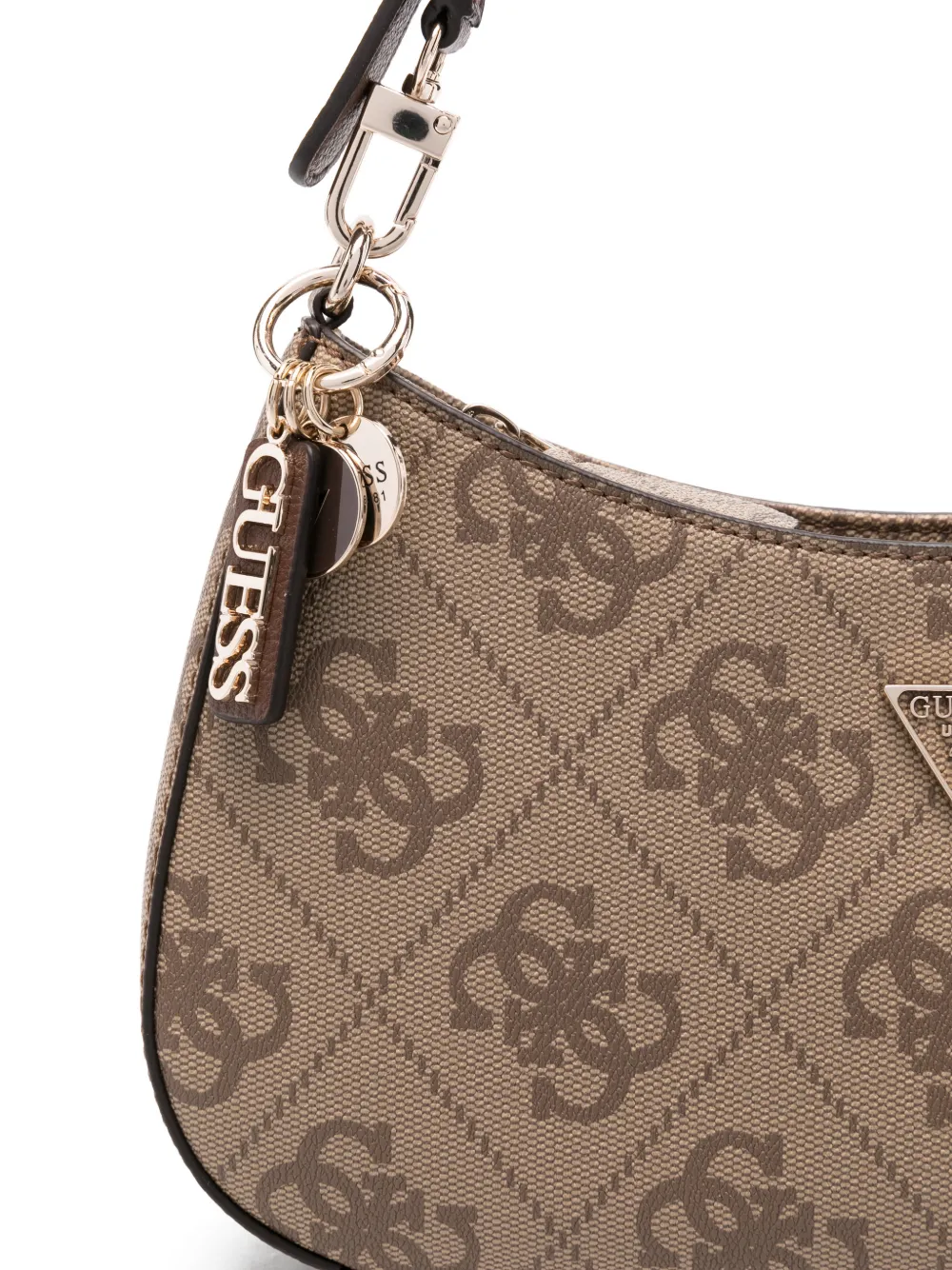 GUESS USA Schoudertas met monogram bedel Beige