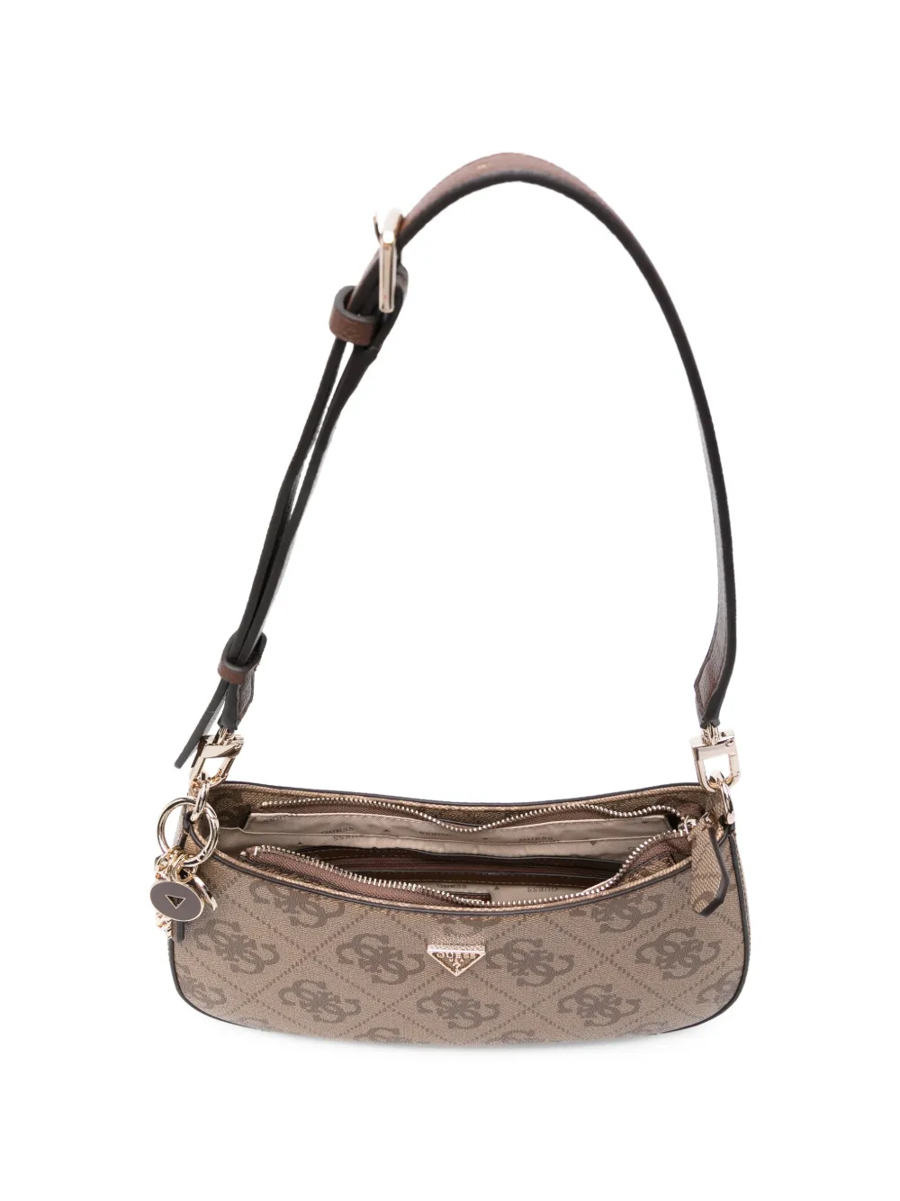GUESS USA Schoudertas met monogram bedel Beige