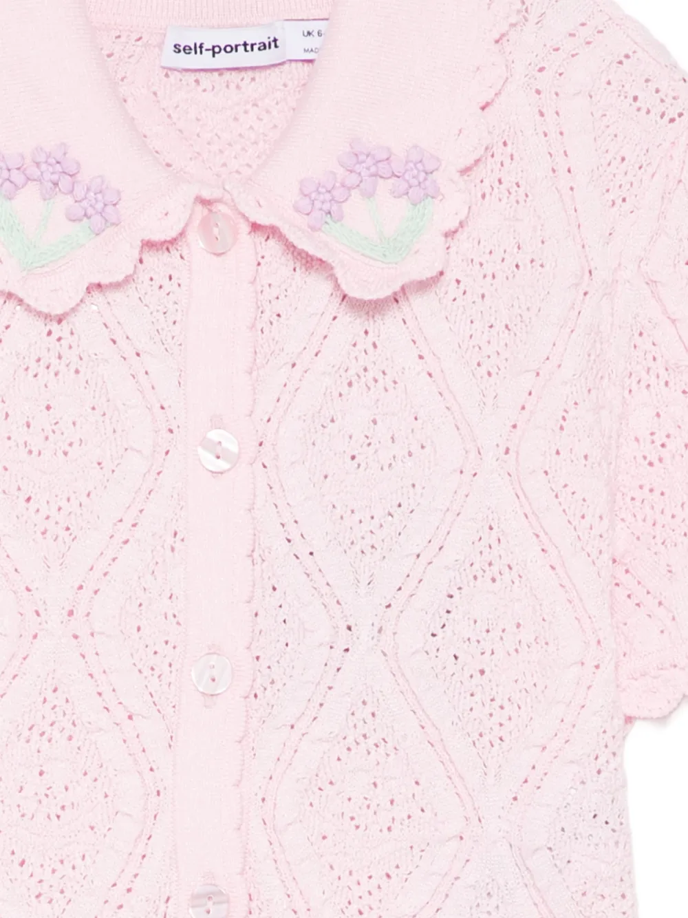 Self-Portrait Kids Gehaakte shirt met bloemen Roze