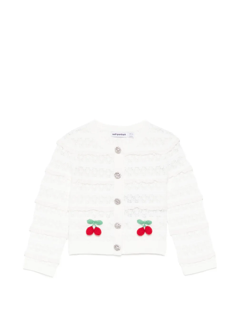 Self-Portrait Kids Cardigan con decorazione - Bianco