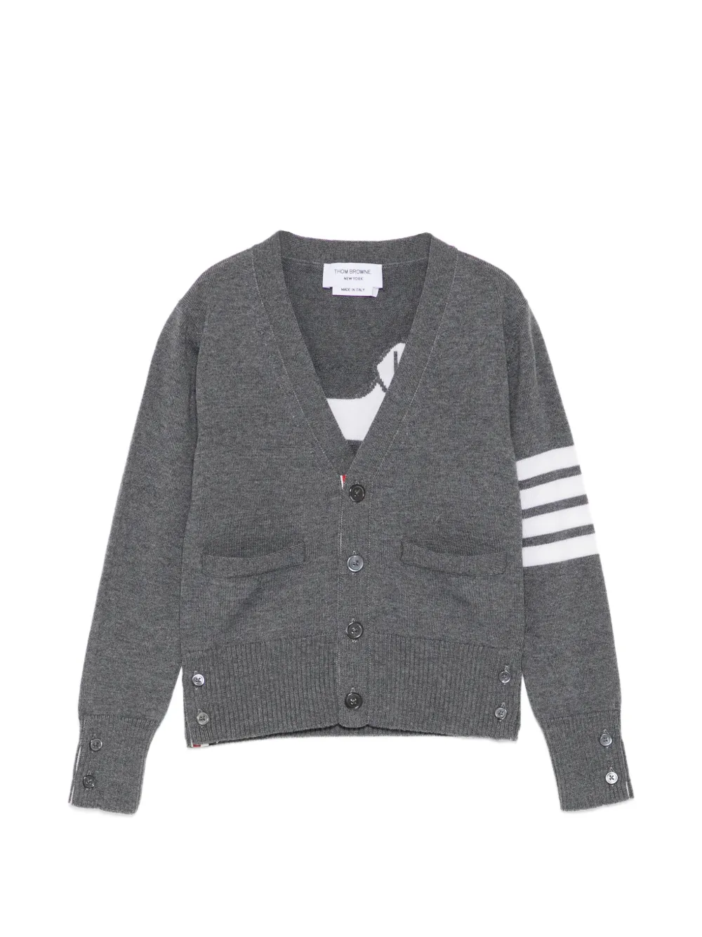 Thom Browne Kids Cardigan a righe con bottoni - Grigio