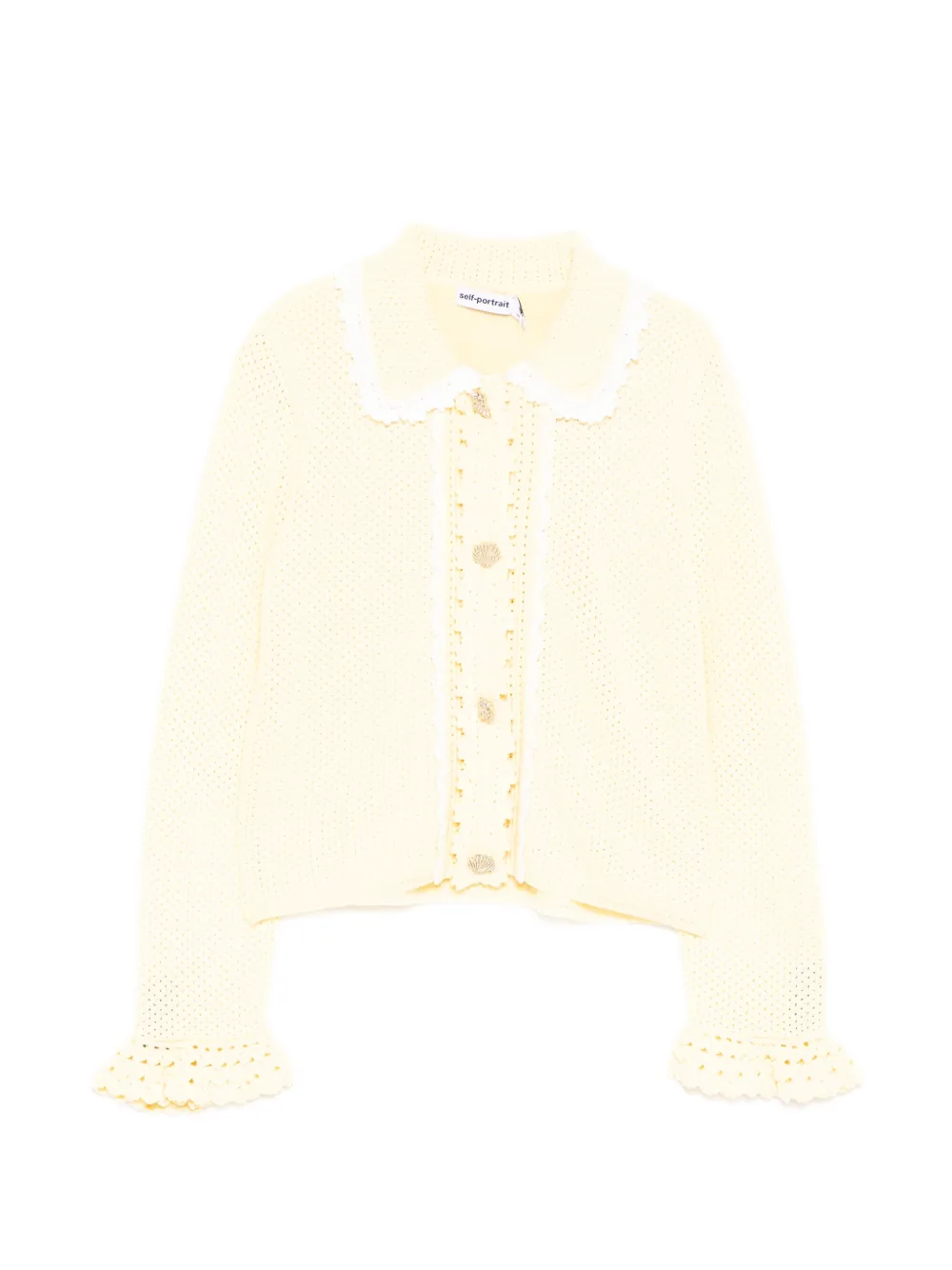 Self-Portrait Kids Cardigan traforato - Giallo
