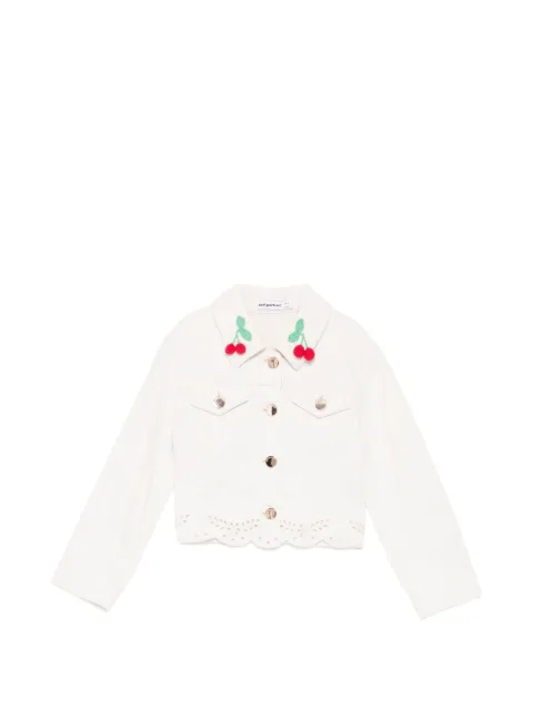 Self-Portrait Kids cherry appliqué scalloped jacket