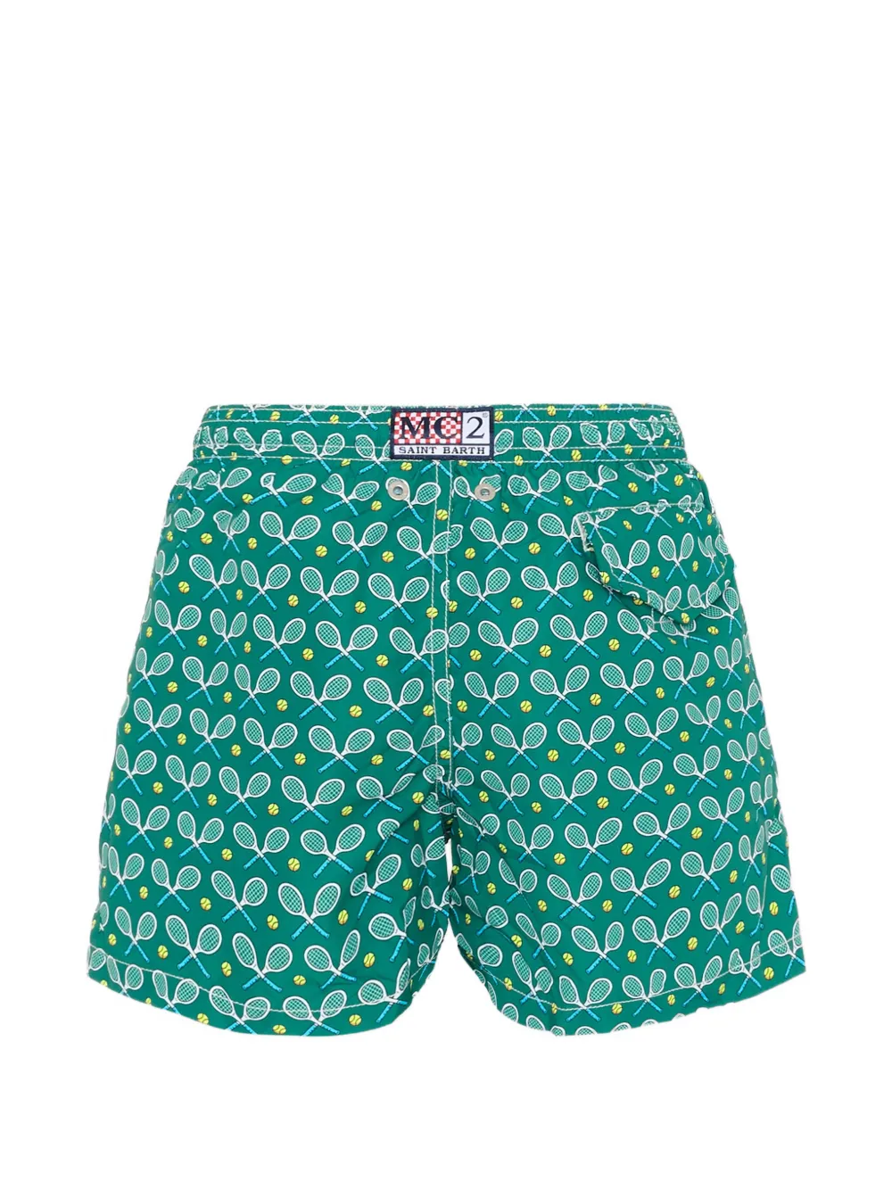  Mc2 Saint Barth Kids Racquet-print Swim Shorts - Green 