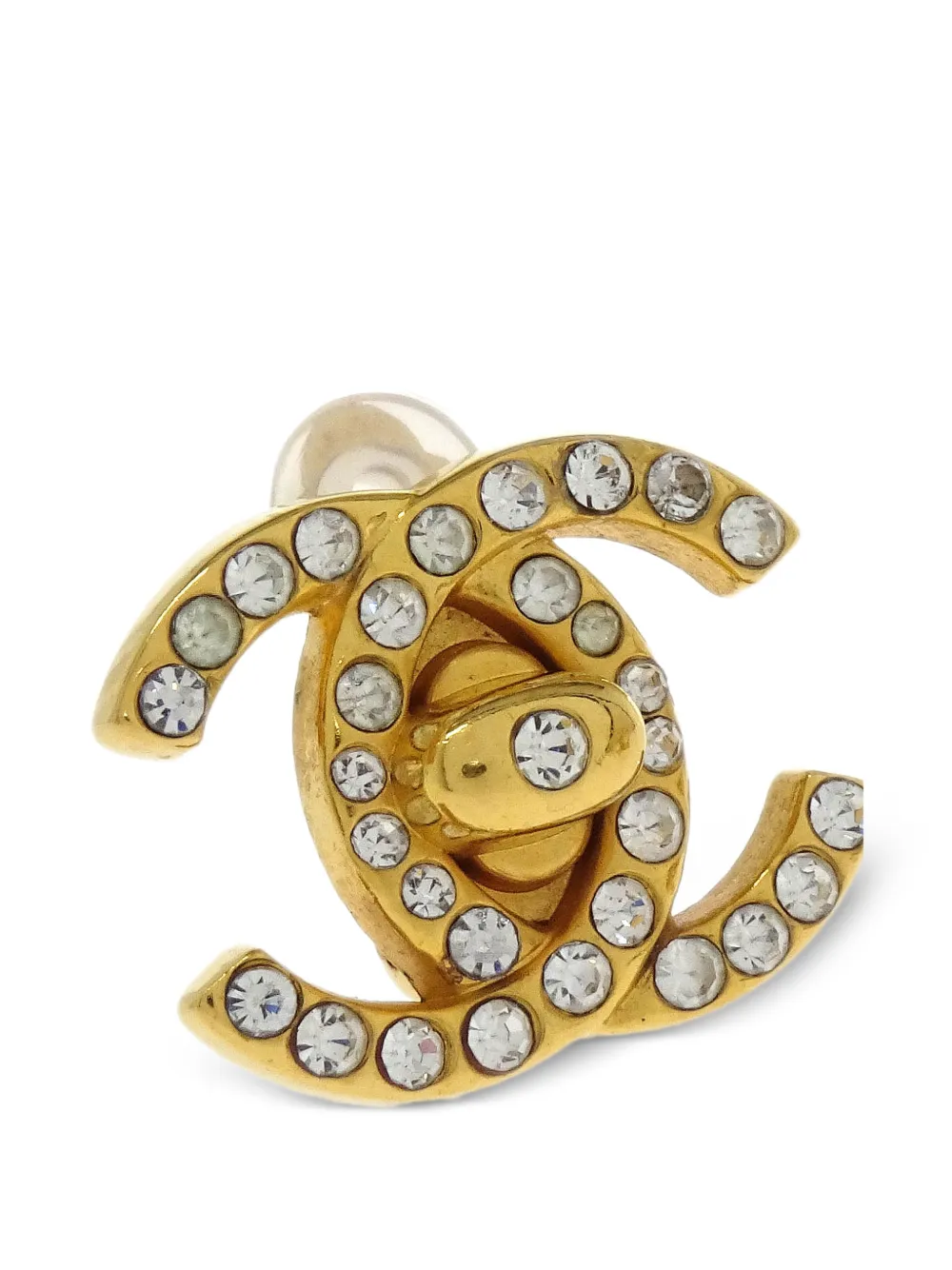1996 Cc Turnlock Rhinestone Earrings