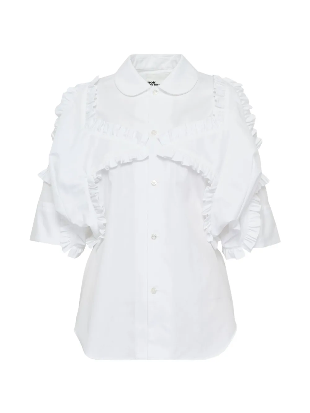 Noir Kei Ninomiya ruffled cotton shirt - Bianco