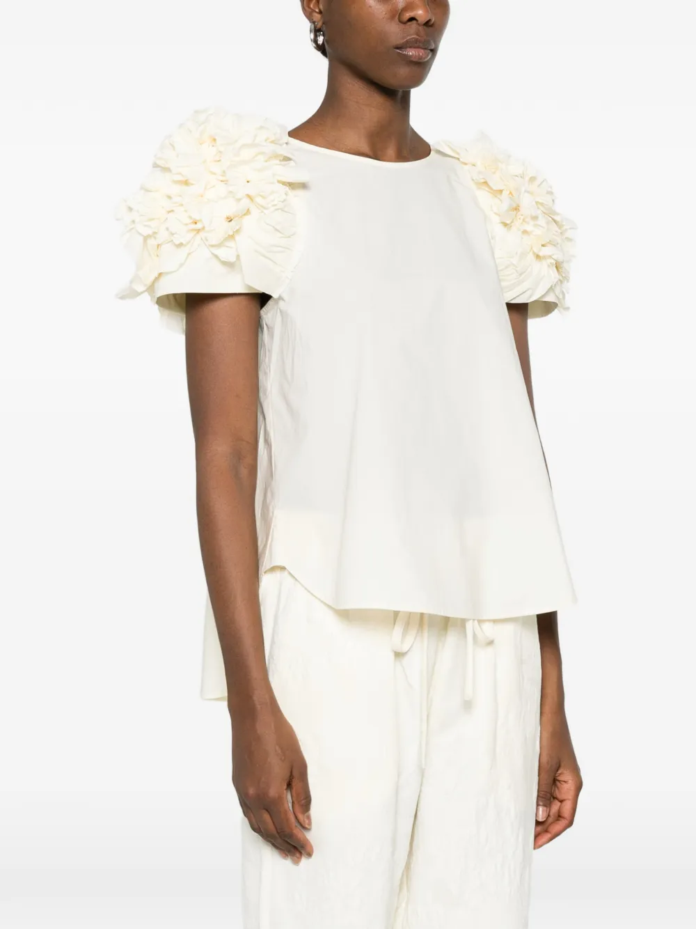  Psophia Ruffled-sleeve Blouse - Neutrals 