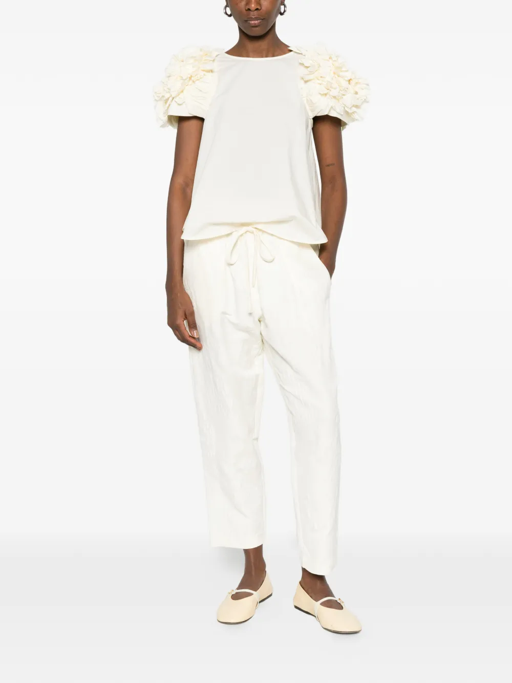  Psophia Ruffled-sleeve Blouse - Neutrals 