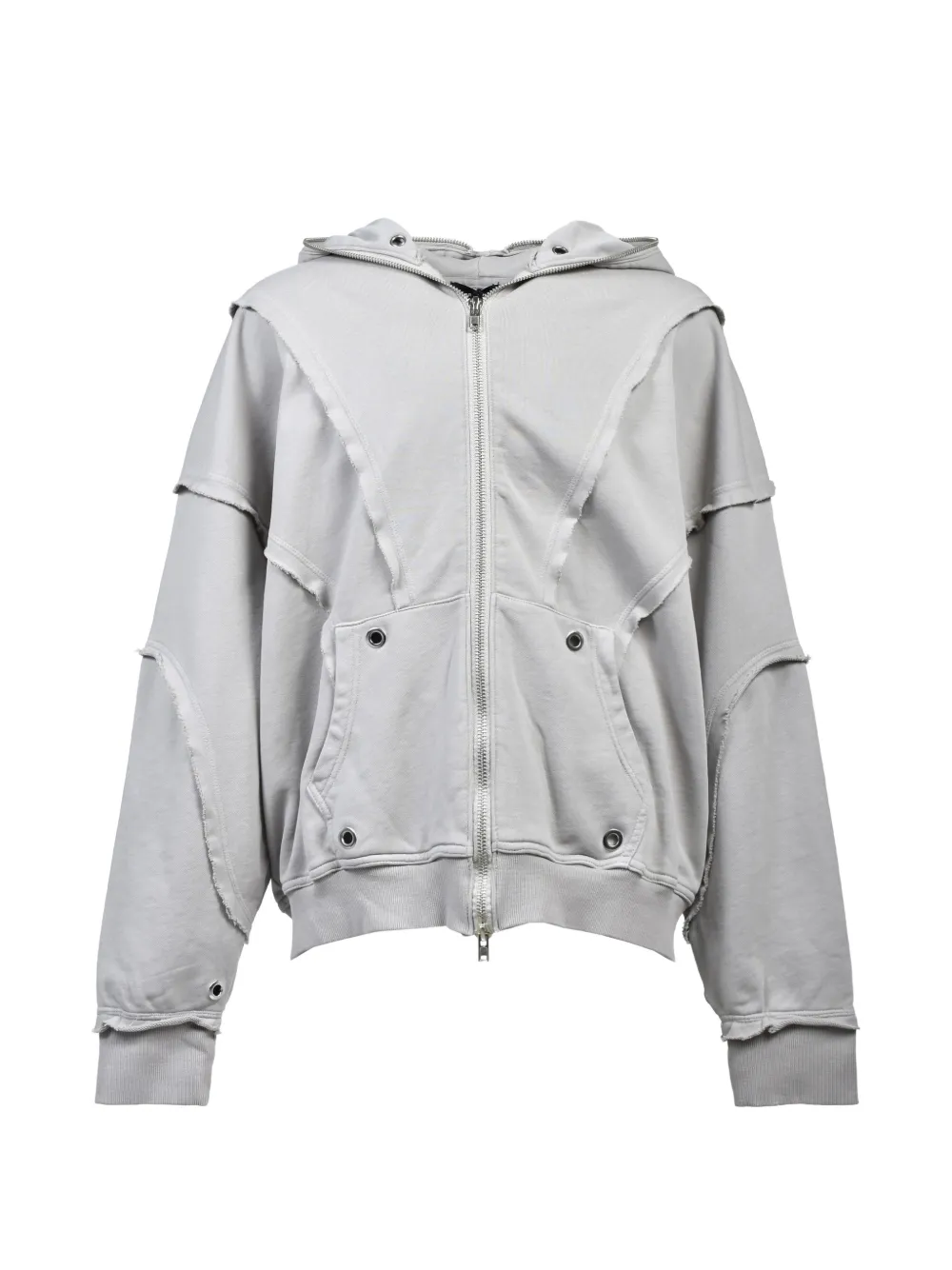 BREATH frayed zip-up hoodie - Grey